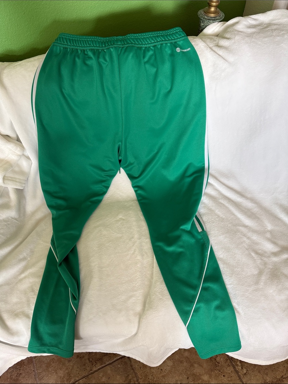 Adidas Green Joggers with White Side Stripes - Picture 2 of 5